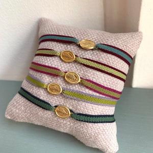 Wunderbares Medaillon Armband / umweltfreundliches Makramee Armband/ Vermeil/MADONNINA.