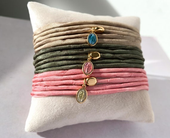 Miraculous Medal bracelet/satin silk ribbon/personalized/MADONNINA Silk