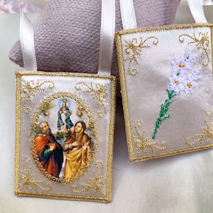 St. Anne and St. Joachim cloth scapular/home decoration.
