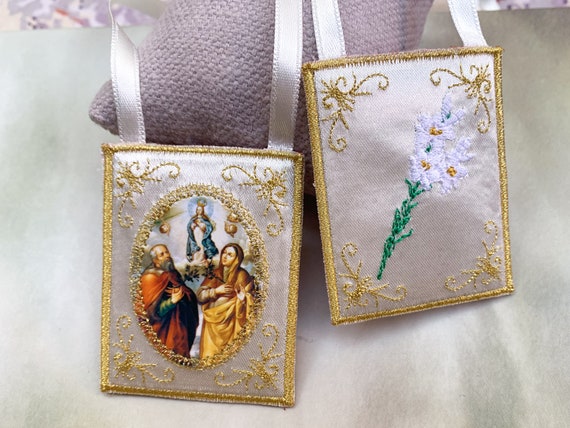 St. Anne and St. Joachim cloth scapular/home decoration.