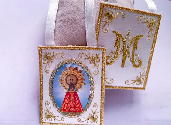 Gift for mother/ Our Lady of Pillar Scapular/ embroidered/made in Spain
