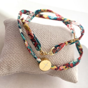 Cross Necklace/gold plated Sterling silver/Liberty cord/personalized/ BORN HOPE gold