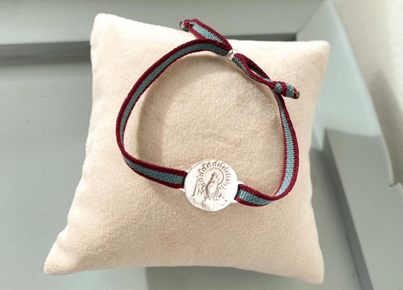 Our Lady of the Pillar Stretch Bracelet/ Sterling silver/ stretch cord/unisex/PILAR BICOLOR