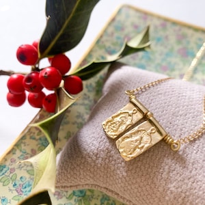 18k solid gold two medal Scapular with cord