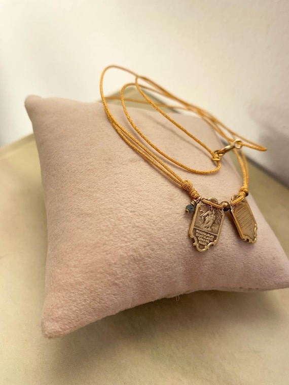 Devotional Two Piece Our Lady of Mount Carmel Sacred Heart Scapular/personalized/ gold plated silver/CARMEL
