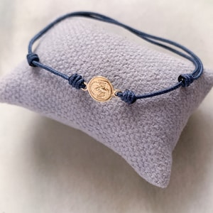 Little Our Lady of Mount Carmel Scapular Bracelet/ 18k gold/ with adjustable cord