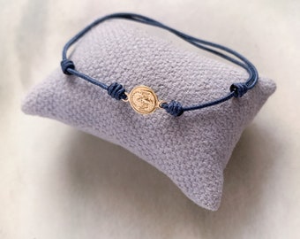 Little Our Lady of Mount Carmel Scapular Bracelet/ 18k gold/ with adjustable cord