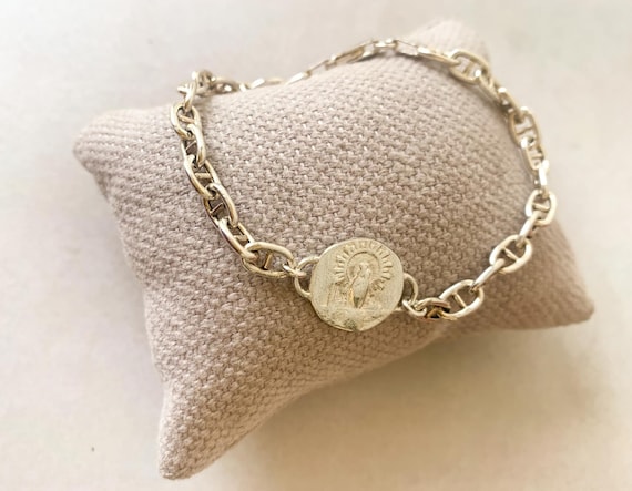 Gift for Mother/Our Lady of Pillar Medal Bracelet/Sterling Silver chain/PILARICA med.