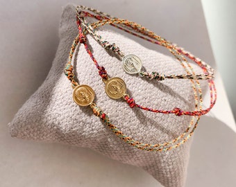 Our Lady of the Pillar Medal Bracelet / red cord/PILARICA