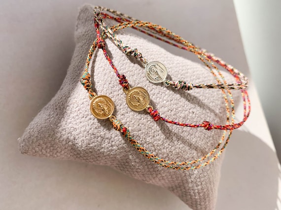 Gift for Mother/Our Lady of Pillar Medal Bracelet /Hispanic heritage/red cord/PILARICA