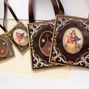 Large Brown Scapular for home/ Our Lady of Mount Carmel/ embroidered