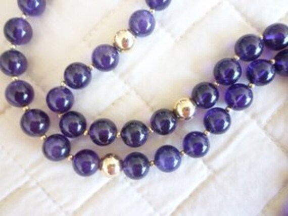 Vintage Amethyst and Gold Rope Necklace - image 2