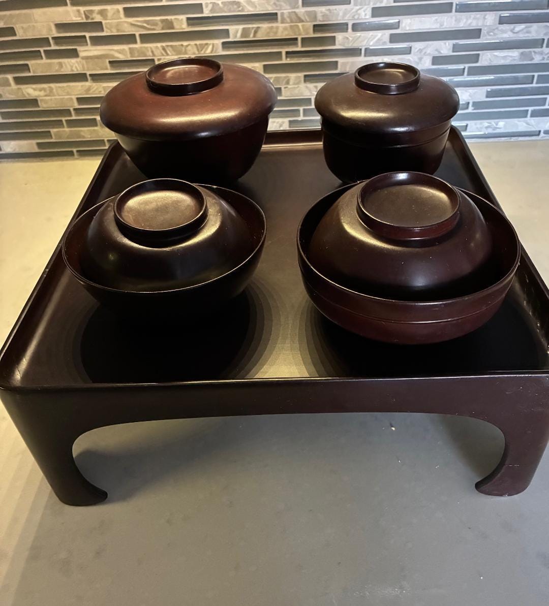 Vintage Japanese Black Lacquer Trays - Etsy