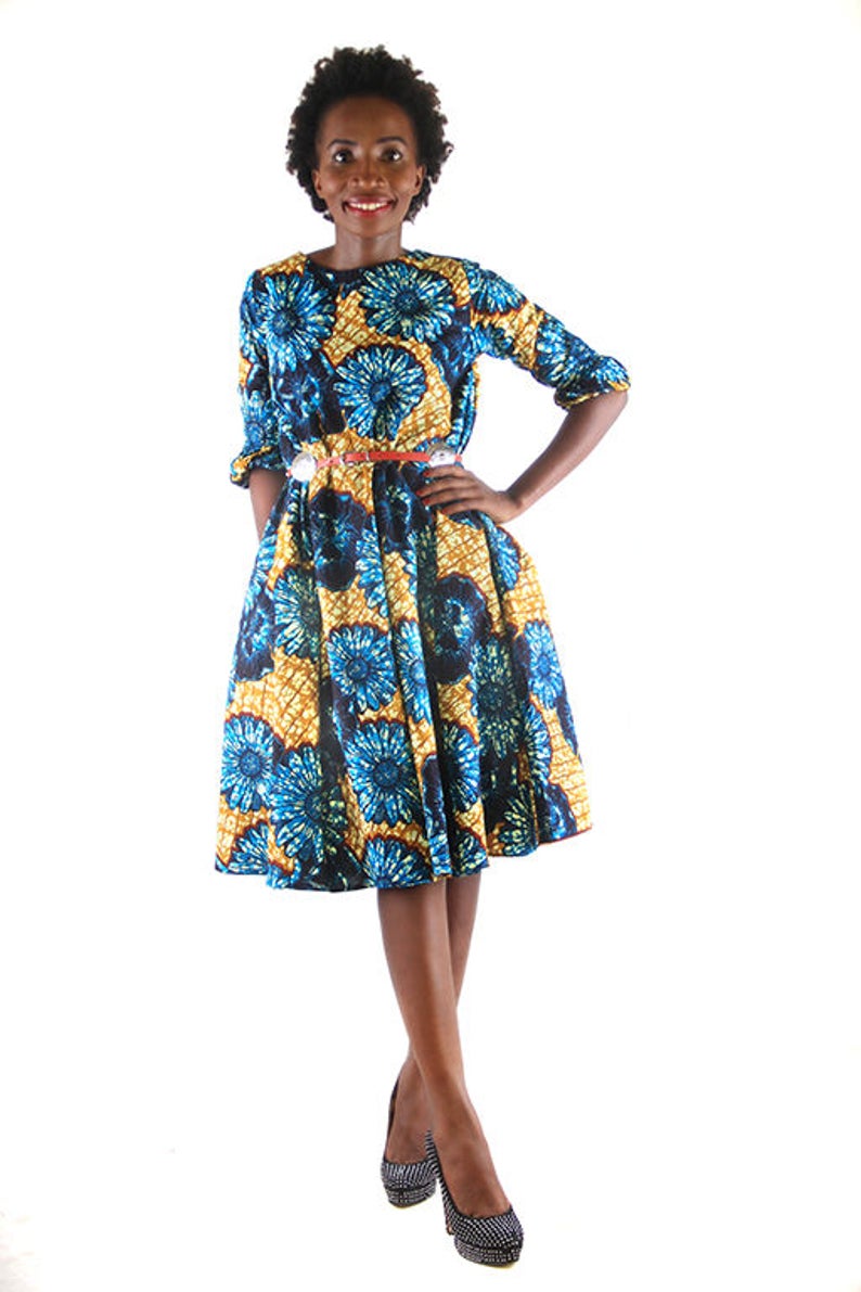 african print flare dresses