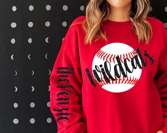 Custom Baseball Hoodie Sweatshirt -  Custom Softball Sweatshirt Hoodie - Choose your Garment - Sleeve Name - Unique Sports Gift