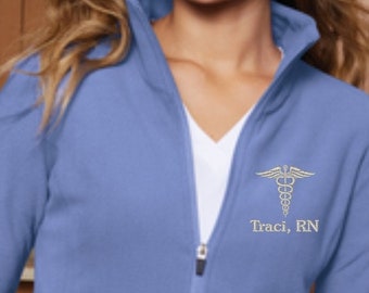 Embroidered Nursing Fleece Jacket - Embroidered Jacket for Medical Personnel - Women or Mens Embroidered Fullzip fleece Jacket with Pockets
