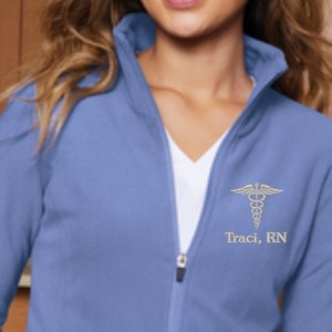 Embroidered Nursing Fleece Jacket - Embroidered Jacket for Medical Personnel - Women or Mens Embroidered Fullzip fleece Jacket with Pockets