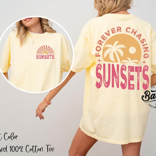 Forever Chasing Sunsets Oversized Tee - Oversize print - Beach Coverup - Sunsets - Comfort Color Shirts