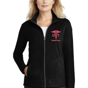 Occupational Therapy fleece jacket -  Pullover for OT - Caduceus full zip pullover jacket - OT symbol jacket - Graduation gifts