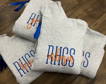 Embroidered Spirit Wear Pullover Fleece - Custom Team Name Pullover - Personalized Team Wear - Choose your Thread Colors - Unique Team Gifts