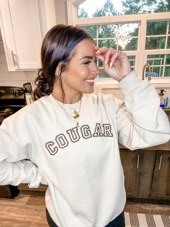 Cougar Embroidered Sweatshirt Cougar Sweatshirt Choose Your Garment and Thread Color Fleece Reads COUGAR Etsy UK
