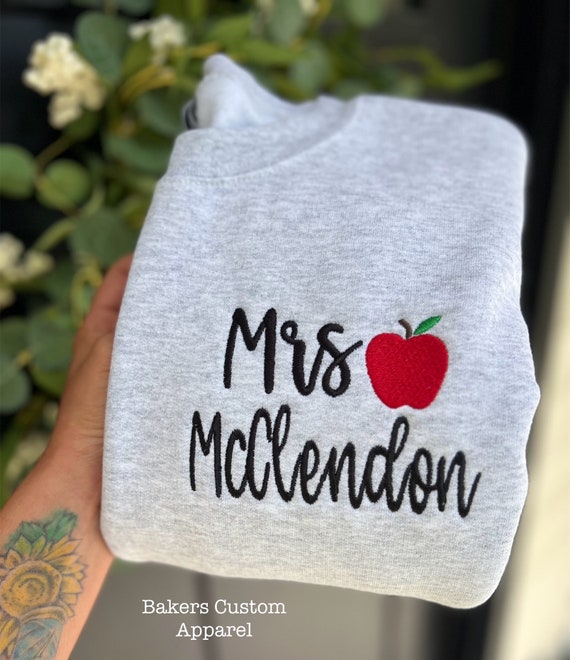 Teacher Sweatshirt Pullover Quarter Zip Fleece Pullover with Name - Teacher Gift - Apple Sweatshirt - Teacher Sweatshirt - Name Apple Fleece