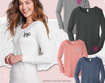 Monogrammed Tunic - Monogrammed Long Sleeve Tunic for Women