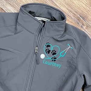 Vet tech Vet Jacket - Medical Jacket for Women-| Ladies Personalized Jacket - Custom Name Jacket - Animal Doc - Medical - Zipper Jacket