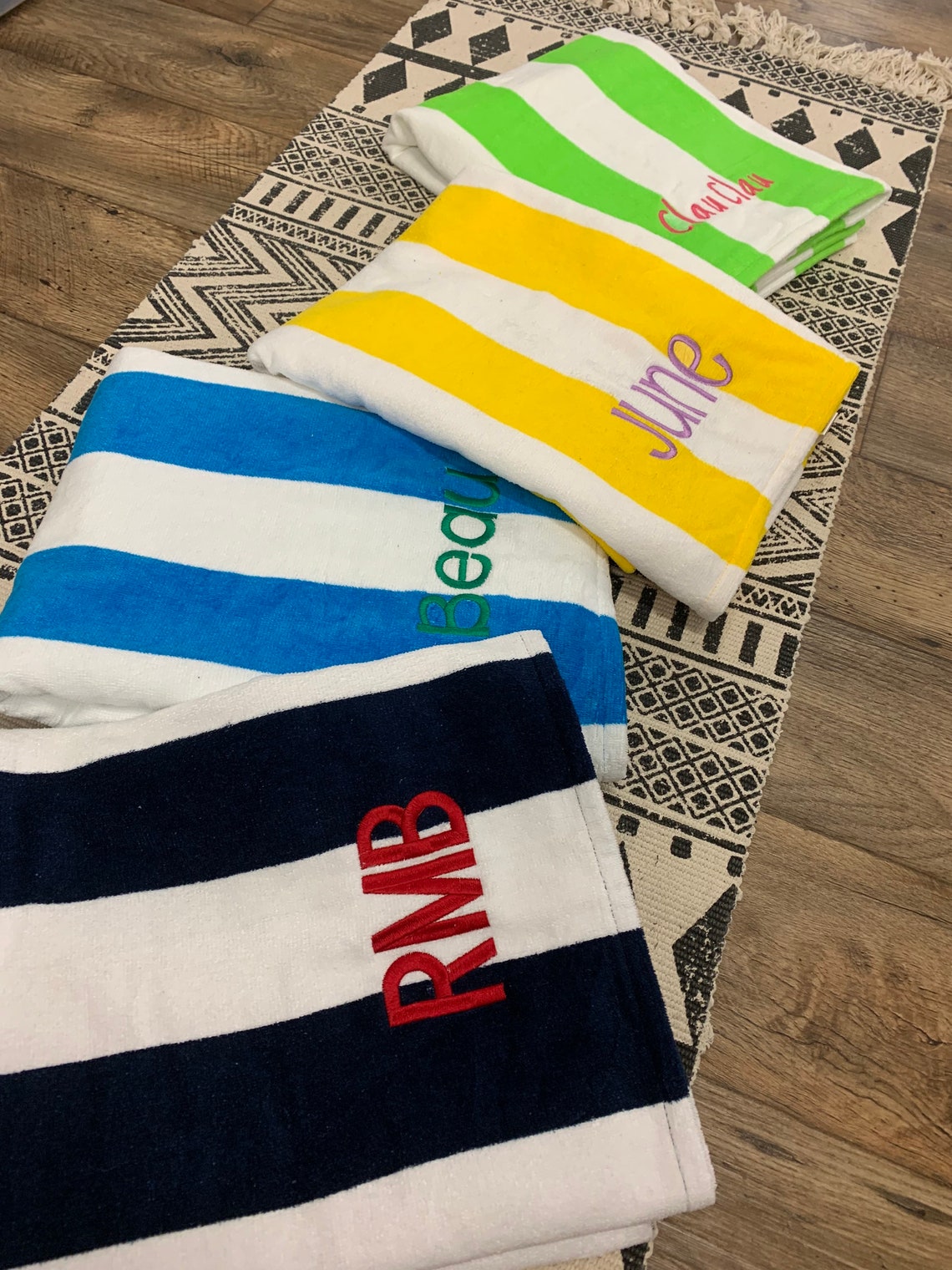 Monogrammed beach towels for him or her Family monogrammed Etsy