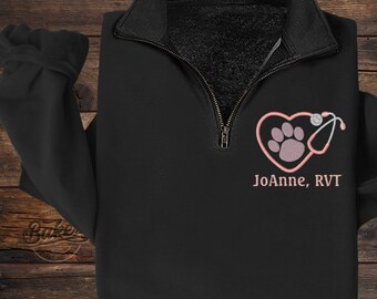 Custom Vet Tech Pullover - Paws and Stethoscope Pullover for Animal Doctor - RVT - LVT -Tech Pullover