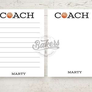 Basketball | School Spirit Gifts | Sports Notepad | Personalized Notepad | Lined or Unlined | Custom Notepads | Gifts