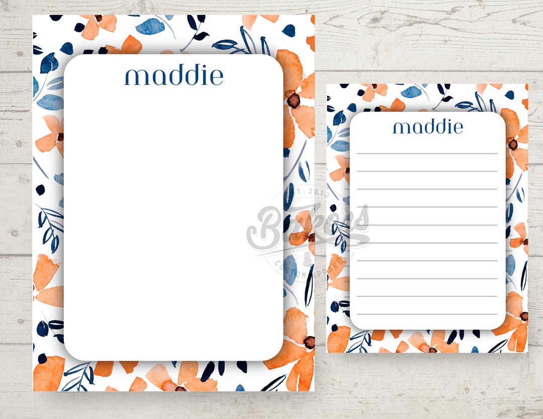 Custom Floral Notepad With Name | Personalized Notepads - Etsy