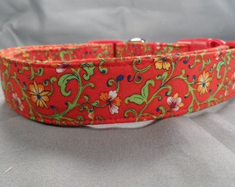 Dog Days Country French Red Floral Collar