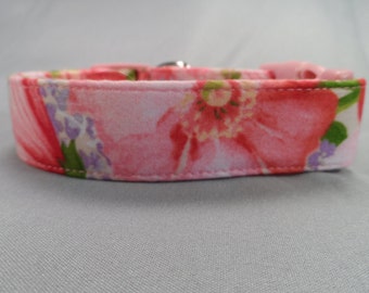 Dog Collar Pretty Pink Cosmos Flowers