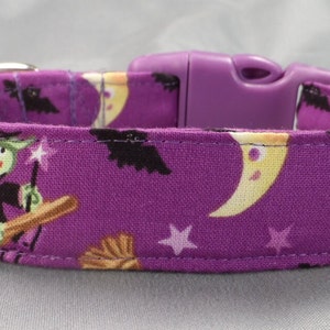 Halloween Dog Collar Wonderful Witches on Purple
