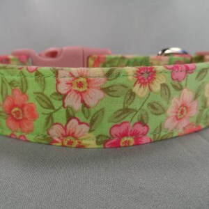 Cheerful Bright Flowers on Mint Green Dog Collar