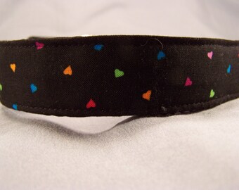 Cute Colorful hearts on Black Dog Collar