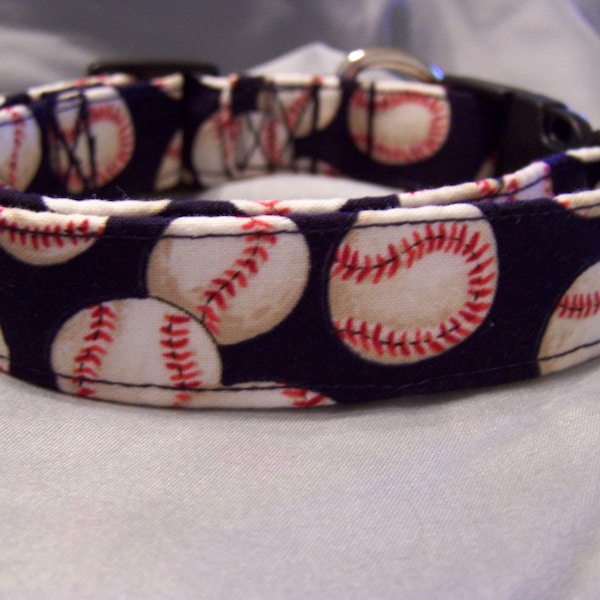 Navy Blue Baseball Dog Collar