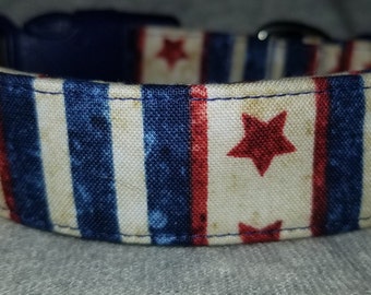 Patriotic Dog Collar July 4th Stars and Stripes