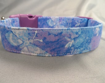 Blue Batik Butterflies Dog Collar