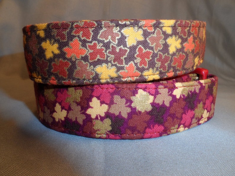Fall Dog Collar Small Maple Leaves on Red