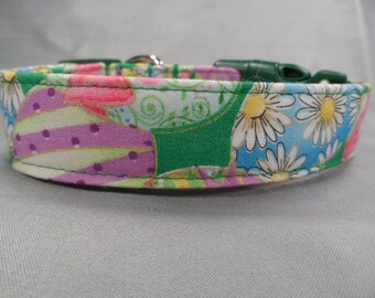 Easter Dog Collar Painted Easter Eggs on Green