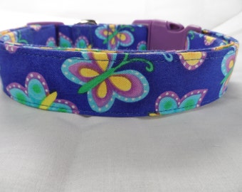Dog Days Colorful  Blue and Purple Butterfly Dog Collar