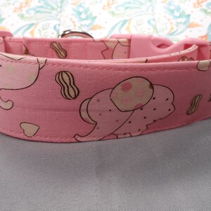 Dog Collar, 1.5 inch Wide Dog Collar, Pink Elephants Dog Collar