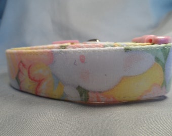 Easter Bunny Dog Collar Pastel Bunnies and Flowers