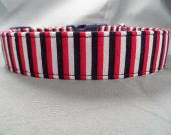 Red White and Blue Stripe Patriotic Dog Collar