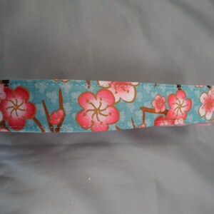 Pink Cherry Blossoms on Blue Dog Collar image 2