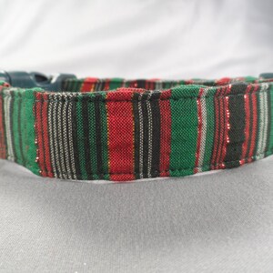 Christmas Dog Collar, Holiday Stripes Green