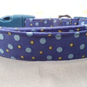 Preppy Dog Collar, Blue Polka Dot Boy Dog Collar