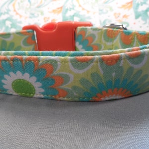 Mint Green with Orange Daisy Flowers Dog Collar
